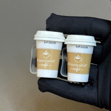 2x Hot Cocoa Chocolate Coffee Cup w/ Lid Fits American Girl Doll Cafe Drink Toys