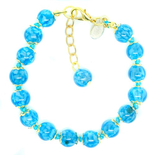 Pulsera Azul De Cuentas De Vidrio Hechas A Mano Lampwork Se - España