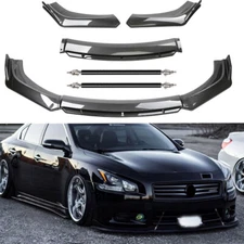 For 09-15 Nissan Maxima Front Bumper Lip Splitter Spoiler Carbon Fiber Strut Rod