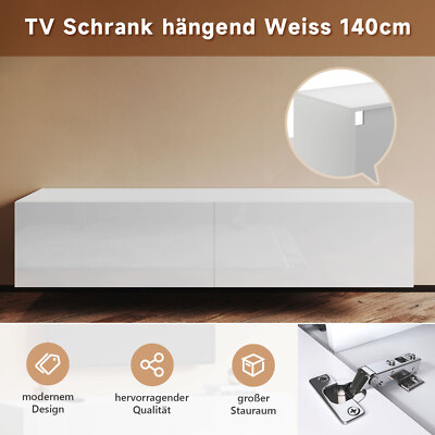 TV Schrank Lowboard Fernseher Schrank TV Möbel Fernsehtisch Hochglanz weiß 140cm