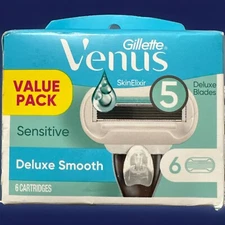 Gillette Venus SkinElixir Sensitive 5 Deluxe Blades 6 Cartridges Value Pack