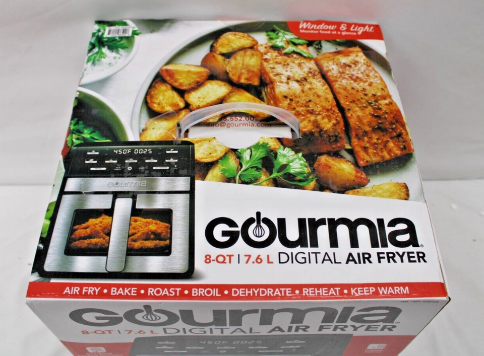 NEW Gourmia 8 QT Digital Air Fryer w/ Window & Light, Countertop, Black