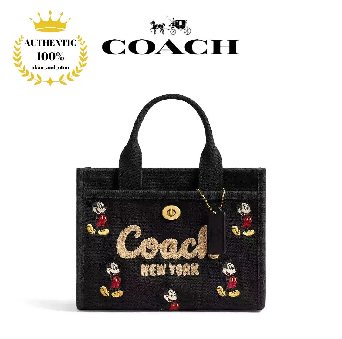 ❤️ Disney x COACH 2way Cargo Tote Bag 20 CAF76 Black ❤️ Disney x COACH 2way Cargo Tote Bag 20 CAF76 Black