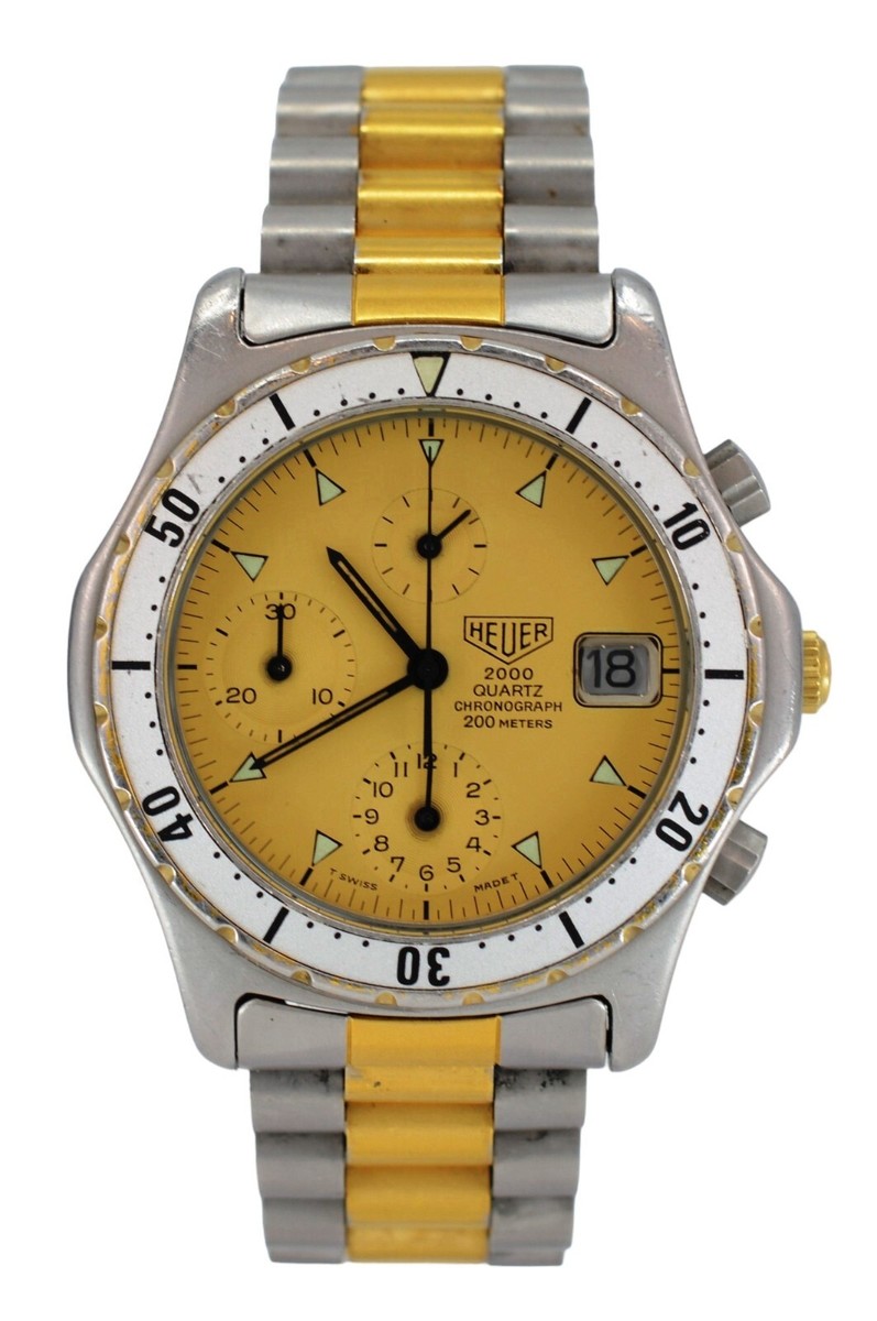 Vintage 37mm Heuer (Pre-Tag) 2000 Series Two-Tone Chrono Watch