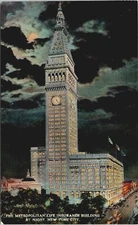 Metropolitan Life Insurance Building By Night New York City, New York - Postcard