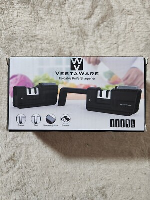 VESTAWARE Foldable Knife Sharpener For Knives, Scissors Bonus Built-in Whetstone
