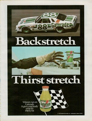 1979 Gatorade NASCAR #88 Stock Car Pit Stop Thirst Vintage Color Photo Print Ad