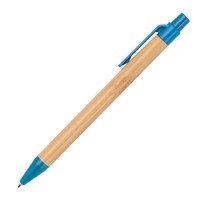 10 Kugelschreiber Aus Weizenstroh Und Bambus / Farbe: Blau