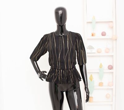 STINE GOYA Kreppbluse Schwarz Golden Chinie Top Lines Schwarz Viskose Damen XS