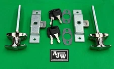 2 Chrome T Handle 38mm & Budget Lock Latch for Catering Trailers Horsebox Coach