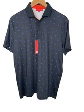 Redvanly Shirt Mens Medium Junian Black Blue Floral Golf Polo Athletic Rugby NEW