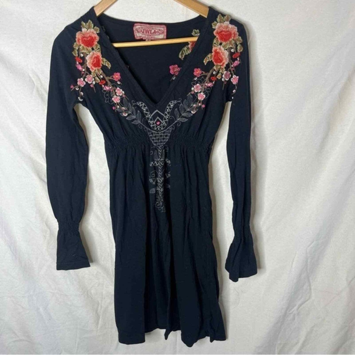 johnny was black embroidered dress Johnny was LA black embroidered dress size small