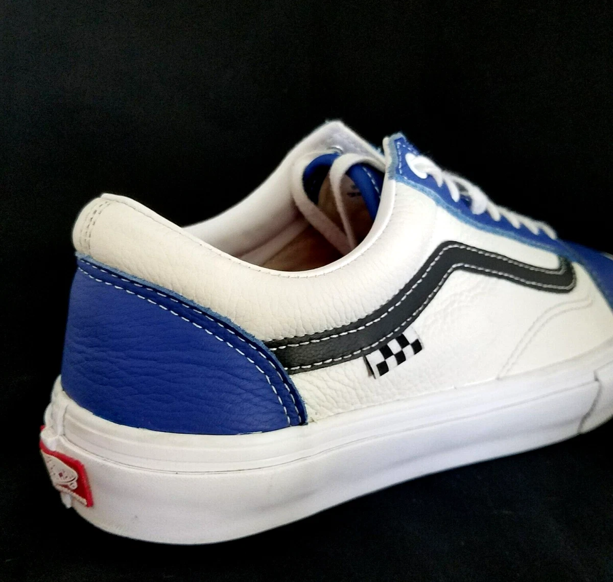 VANS POPCUSH Old Skool Leather Sneakers Blue Off White Black Men s