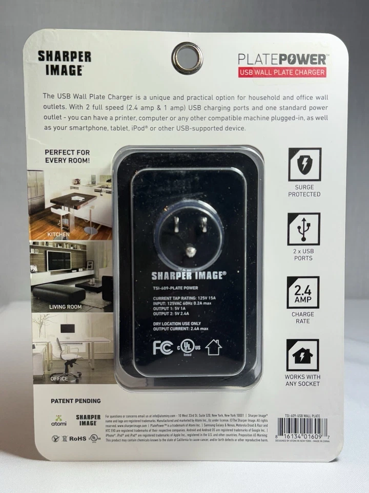 Cargador de placa de pared USB PLATEPOWER TSI-609 - Nuevo, sellado de fábrica Foto 2 de 4