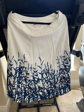 Coldwater Creek Abstract Straked Granatowa i Szara Rozciągliwa Rozkloszowana Spódnica Duża 14