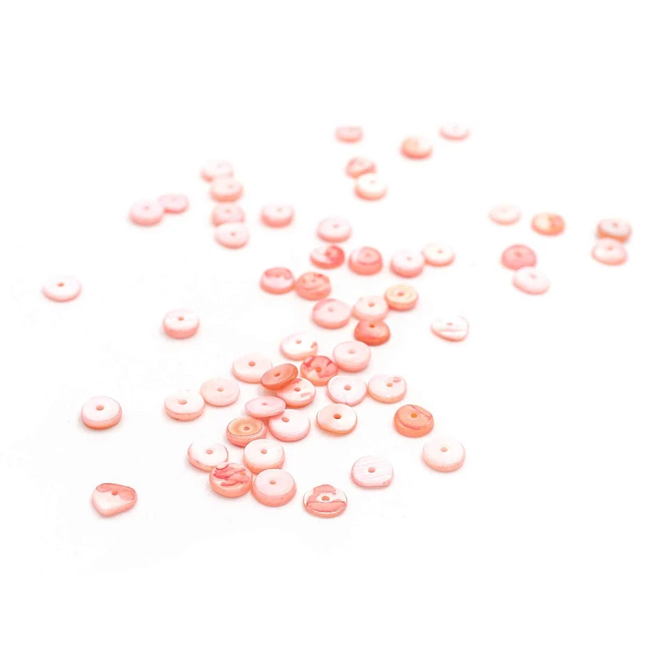 Vintageparts Heishi Perlen aus Perlmutt in Rosa 6 mm 5 Gramm ca. 50 Stück - Bild 3 von 4