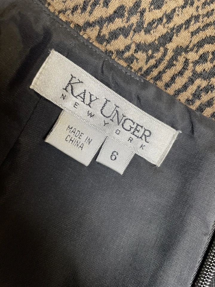 Falda Kay Unger Talla 6 Estampado Animal 29X23 Mezcla Lana Recta Lápiz Estilo Cebra Foto 2 de 4