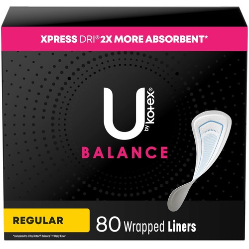 U by Kotex Balance Daily Panty Liners Wrapped Light Absorbency Regular Length...
