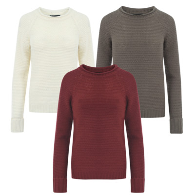 Neu Amara Reya Rupert Damen-Strickpullover Rundhalsausschnitt Strickoberteil Größe 8-16