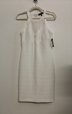 GUESS Womens White Illusion Sleeveless Knee Length Evening Bandage Dress Sz6 NWT