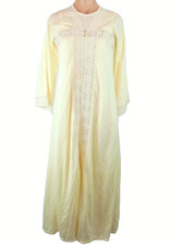 VTG 60s Avian Sheer Nylon 2pc Peignoir Babydoll Sissy Bridal Lace Nightgown Robe