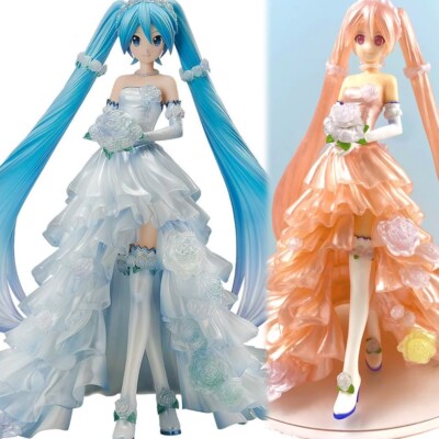 Anime Hatsune Miku Brautkleid weiß & orange Version süß Mädchen UK Ware 20 cm