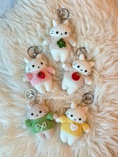 Chunky Crochet Kitten Keychain, Handmade Kawaii Cat Plush Bag Charm