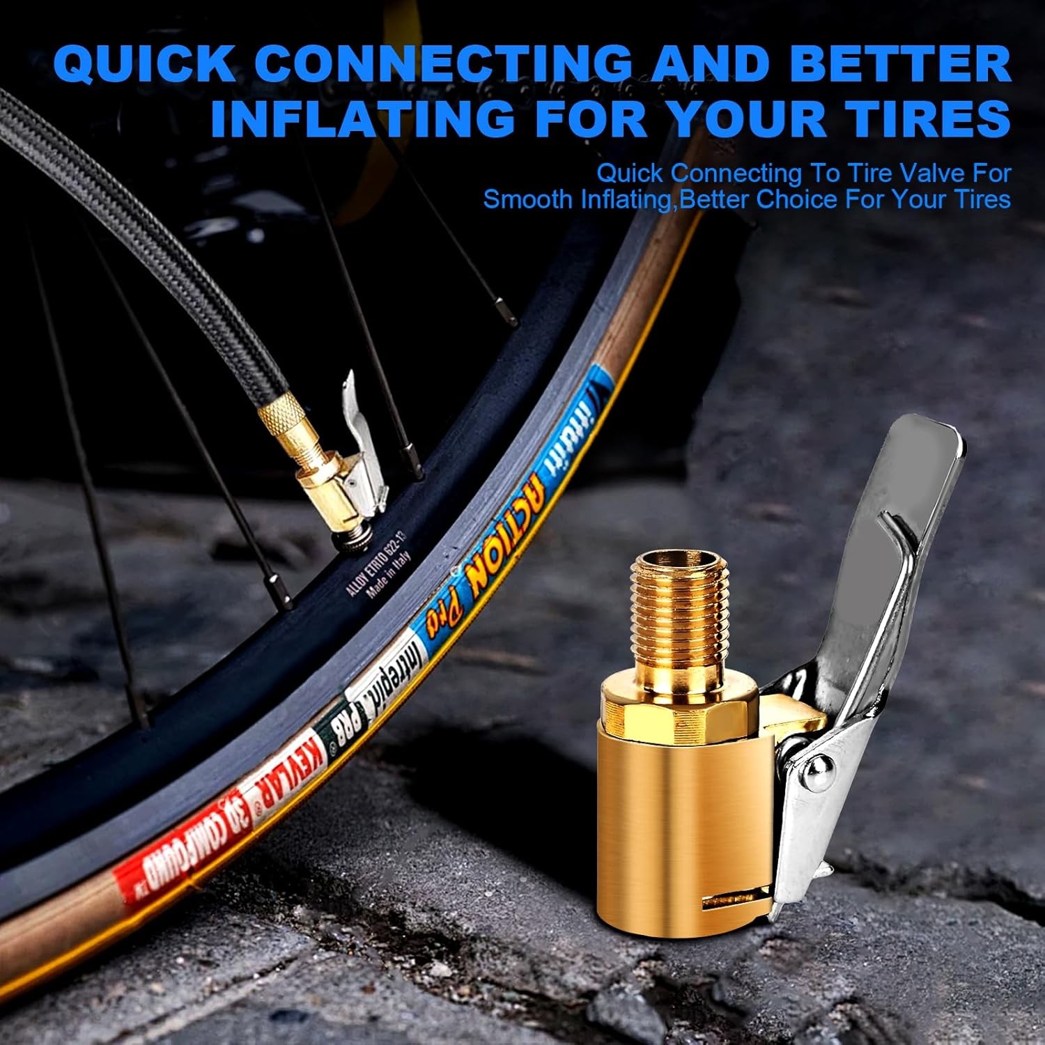 2-Pack Brass Tire Air Chuck Locking Quick Connect Inflator Hose Adapter No Leaka