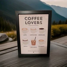 Coffee Lovers Minimalist Style Print Framed