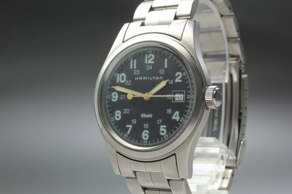 Новый Batt [Exc + 5] Hamilton хаки поле 38 мм 6361 синий циферблат Qz мужские часы  - Изображение 2 из 4