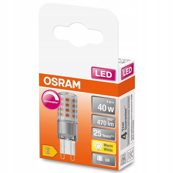 Osram Pin G9 Led Lampe 4,4W Dimmbar Warmweiss Wie 40W-image