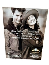1993 De Beers Diamond Engagement Ring Vintage Print Ad Couple Puppy