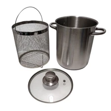 Fagor Vitro Induction Range Top Fryer 18/10 Stainless 3pc Steel Basket Clear Lid