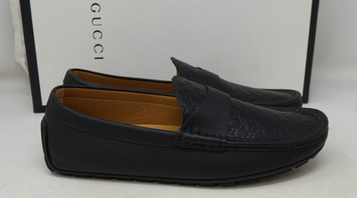 Gucci Men's Microguccissima Black Leather Slip On Driver Loafers Size 6.5
