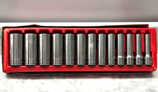 USED Snap On 13 Piece Deep Well Socket Set 6 Point SAE 1/2" Drive Item #313TSYA
