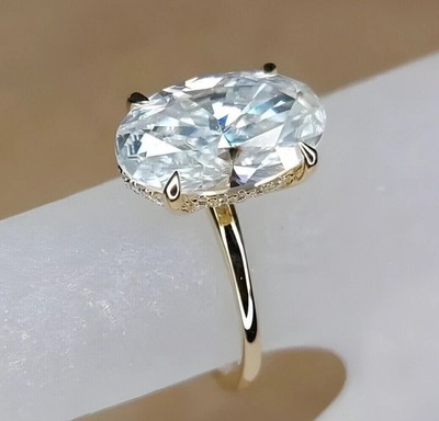 2.2 Ct Oval Cut Lab-Grown Diamond Hidden Halo Engagement Ring 10K Yellow Gold