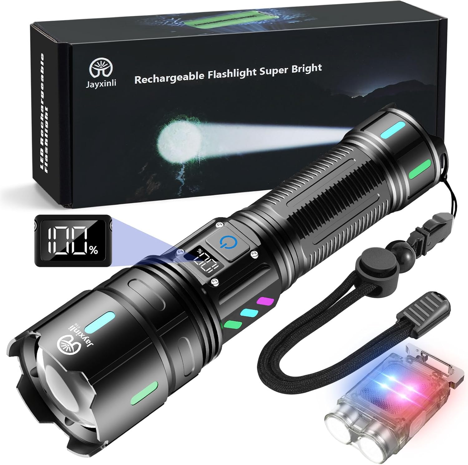 Torches LED Super Bright 500000 Lumen Rechargeable with 5000Mah Battery and LCD