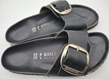 Birkenstock Big Buckle Black Oiled Leather Madrid UK 7 EUR 40 Narrow