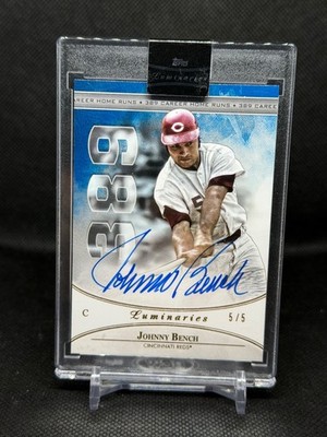 2017 TOPPS LUMINARIES JOHNNY BENCH Blue AUTO #5/5 (number) CINCINNATI REDS