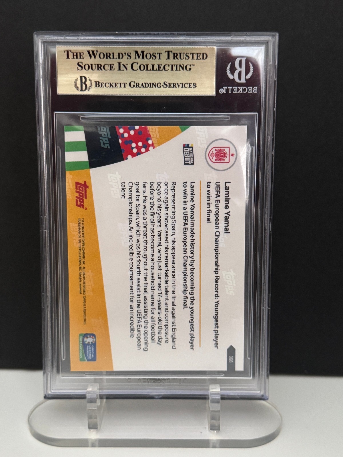 2024 Topps Now UEFA EURO #66 Lamine Yamal BGS 9.5 GEM MINT view 2