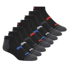 PUMA Men's Low Cut Socks 8 Pack Cotton Athletic Sport Crew Socks Black