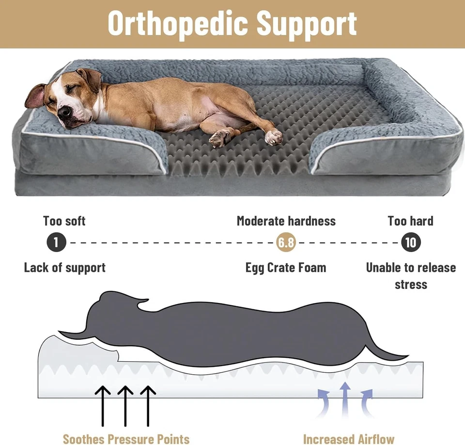 Cama Grande para Perro, de Espuma Viscoelástica con Funda Lavable y Extraíble. - Imagen 2 de 4