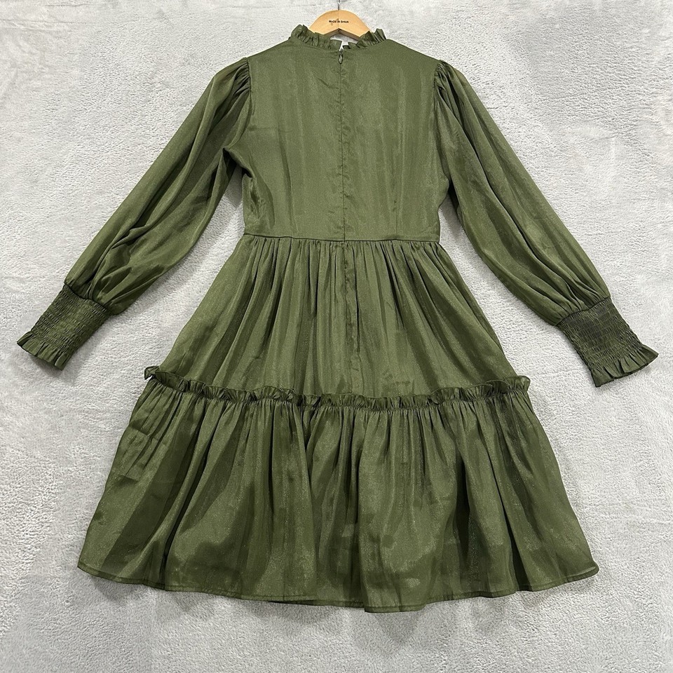 Jessakae Flowy Dress Women XS Green Emerald Ruffle Elegant Tradwife ...
