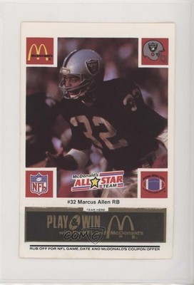 1986 McDonald's Play & Win All-Star Team Black Tab Marcus Allen HOF 1m8