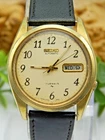 Vintage Seiko 17 jewel automatic day date gold tone wrist watch 7009-8219 A