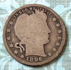 130-YEAR-OLD!  1896 "Philadelphia" Mint Barber Qtr, 90% silver w/ "Good" details