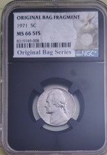 ❤️Plus valuable bonus❤️1971 Jefferson Nickel MS 66 5FS NGC Original Bag Fragment