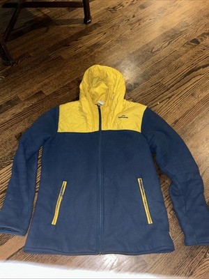 KATHMANDU Fleece Puffer Hooded Blue Yellow Jacket Hiking Outdoors Large