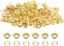 Versatile 1/4" Gold Metal Eyelets with Washers - Perfect for Fabric and Leather