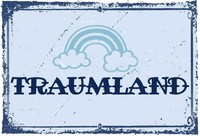 Holzschild 20X30 Cm Traumland Blau Regenbogen Deko Geschenk Holz Schild